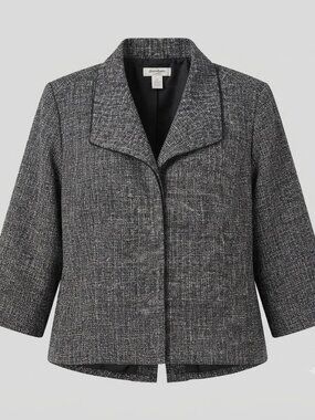 Dressbarn Woman Black White Tweed Plus Size Blazer Jacket 18W